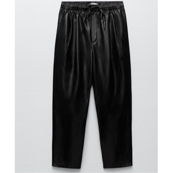Zara Faux Leather The Weekend Pants in Black Size Medium - Picture 3 of 9